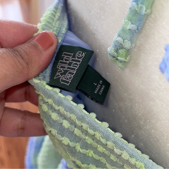 Wild Fable Blue & Green Tie Die Mini Ruffle Dress - Picture 7 of 8